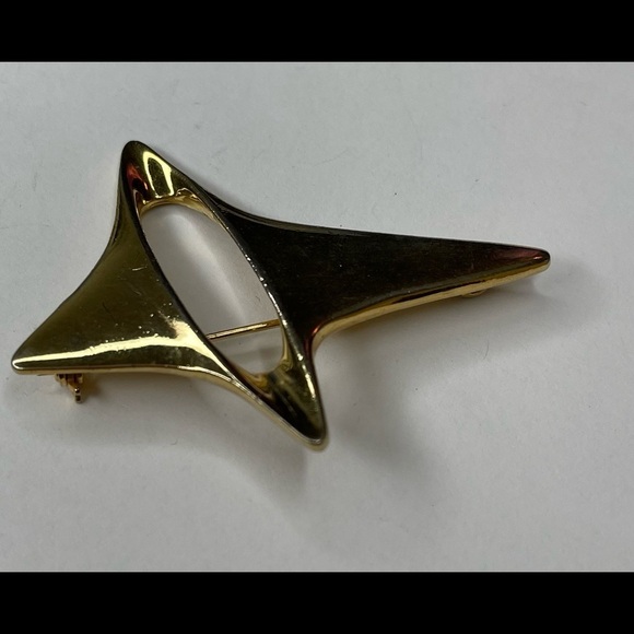 Vintage Estate Gold Star Retro Brooch Pin Statement - Picture 2 of 3